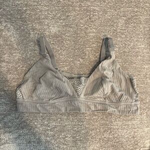 Adore Me Gray Ribbed Bralette with Lace
